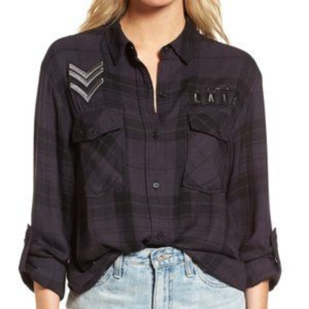 Rails‎ plaid button down shirt military